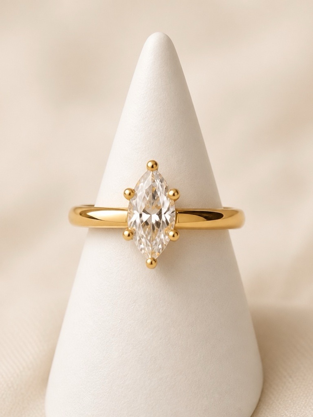 Vintage estate sale 1950 s Marquise Solitaire Ring signed NV size 7